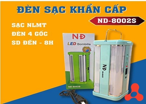 ĐÈN SẠC KHẨN CẤP 2 CHẾ ĐỘ SÁNG 4 GÓC 8002S