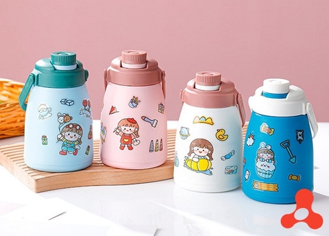 BÌNH THỦY TINH BỌC NHỰA 500ML KÈM STICKER