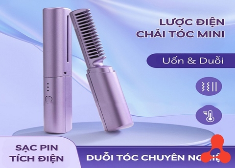 LƯỢC ĐIỆN CHẢI THẲNG TÓC MINI KHÔNG DÂY ĐA NĂNG