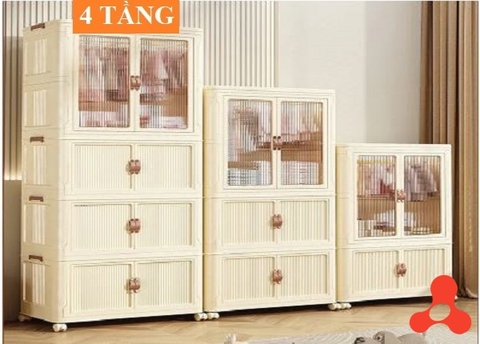 TỦ ĐỰNG QUẦN ÁO GẤP GỌN 4 TẦNG 2 CÁNH MỞ