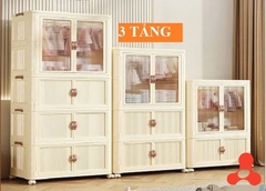 TỦ ĐỰNG QUẦN ÁO GẤP GỌN 3 TẦNG 2 CÁNH MỞ