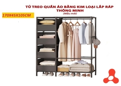 TỦ TREO QUẦN ÁO BẰNG KIM LOẠI LÁP RÁP