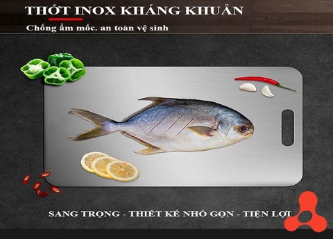 THỚT SU INOX 304 KHÁNG KHUẨN 35X25CM