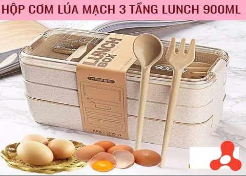 HỘP CƠM LÚA MẠCH 3 TẦNG LUNCH 900ML