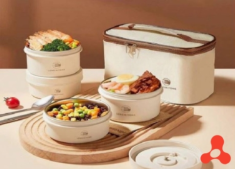 HỘP CƠM GIỮ NHIỆT INOX 4 TẦNG LUNCH BOX KÈM TÚI