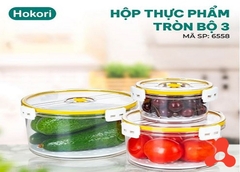 BỘ 3 HỘP ĐỰNG THỰC PHẨM TRÒN HOKORI