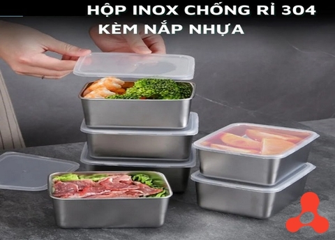 HỘP INOX CÓ NẮP ĐỰNG THỰC PHẨM TỦ LẠNH