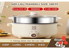 NỒI LẨU MANDELI CHỐNG DÍNH 28CM TẶNG VỈ HẤP INOX