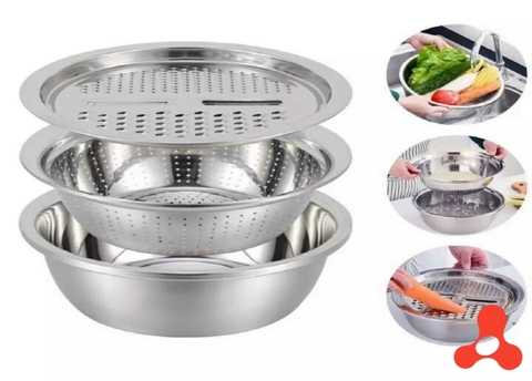 BỘ THAU RỔ BÀO INOX (3 MÓN)