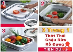 THỚT KÈM CHẬU GẤP GỌN SILICON ĐA NĂNG 3IN1