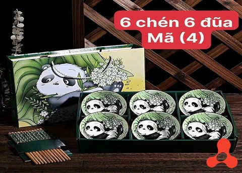 BỘ 6 CHÉN ĐŨA HỌA TIẾT NGẪU NHIÊN