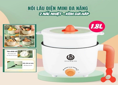 CA NẤU MÌ 18CM SHANBAN KIÊM LÔNG HẤP MÀU TRẮNG