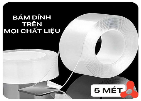 BĂNG KEO 2 MẶT 5M DÁN SIÊU DÍNH ĐA NĂNG