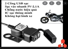 SẠC ĐIỆN THOẠI XE MÁY 2 CỔNG USB