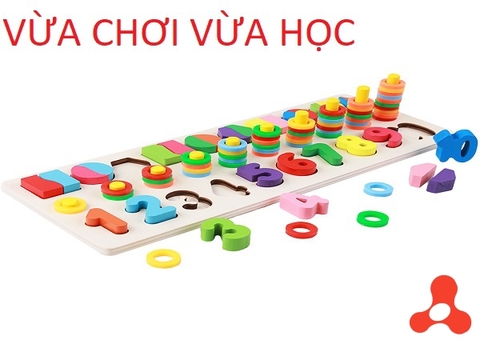 BẢNG GỖ 3 DÒNG GHÉP SỐ VÀ HÌNH (2 MẪU)