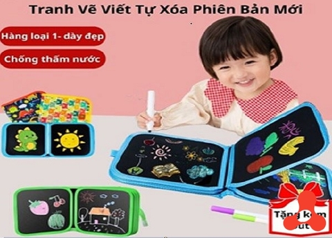 BỘ TẬP VẼ TRANH KÈM BÚT CÓ THẺ XÓA ĐƯỢC CHO BÉ